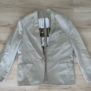 Juicy Couture Men’s Khaki Sports Jacket Blazer Sz 44 Unisex Coastal Preppy Style